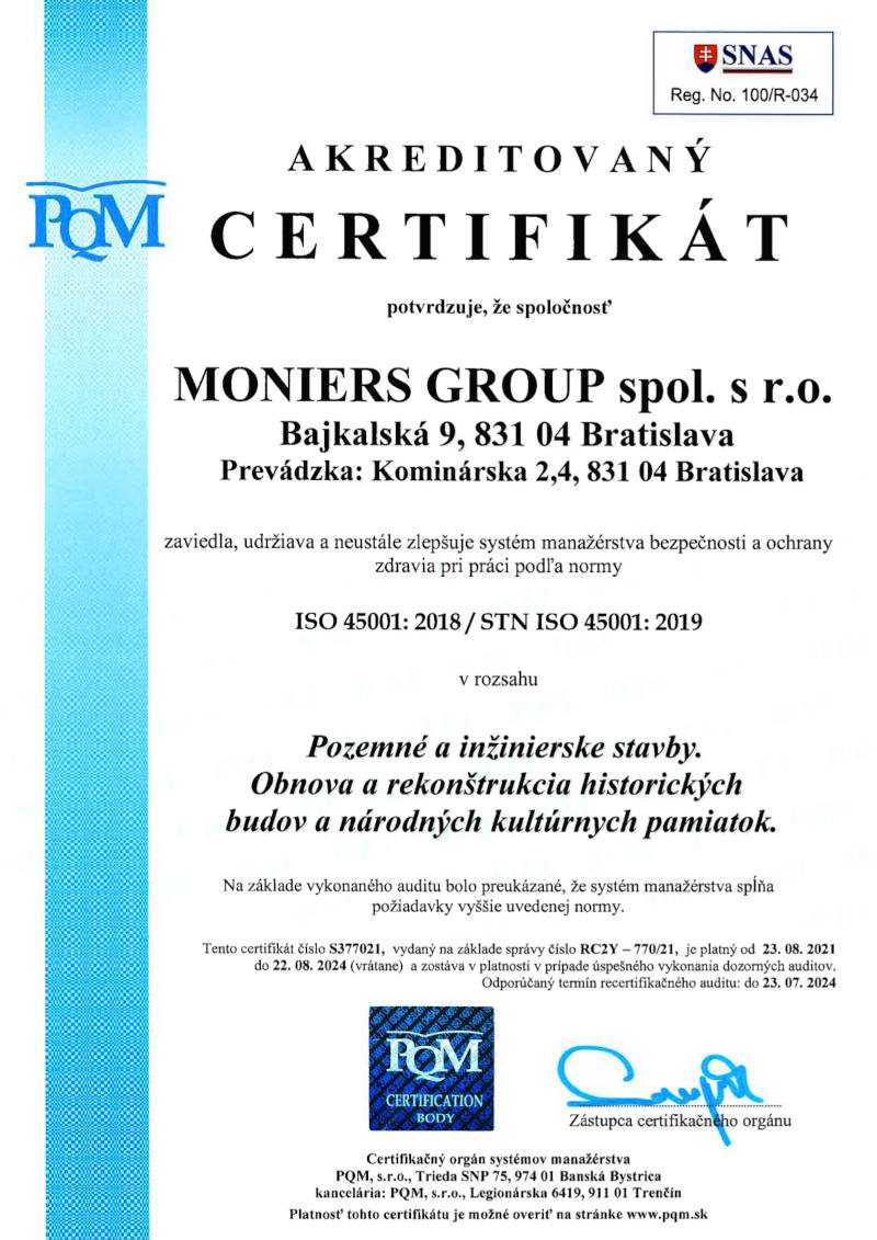 Certifikát ISO 45001